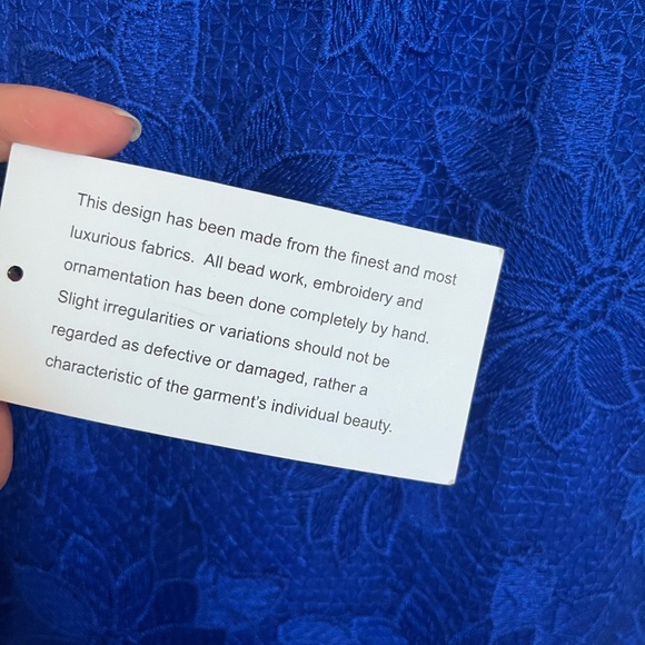 Like NEW Aidan Mattox Blue Lace High Low Formal Dress Size 0 - Picture 8 of 10